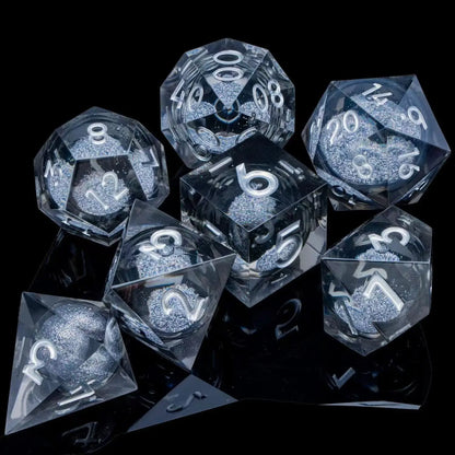 RPG Resin Dice Liquid Core Dice Dnd Dice Set Resin Sharp Edged Dice Role Playing Dice For Dungeon and Dragon Handmade Resin Dice