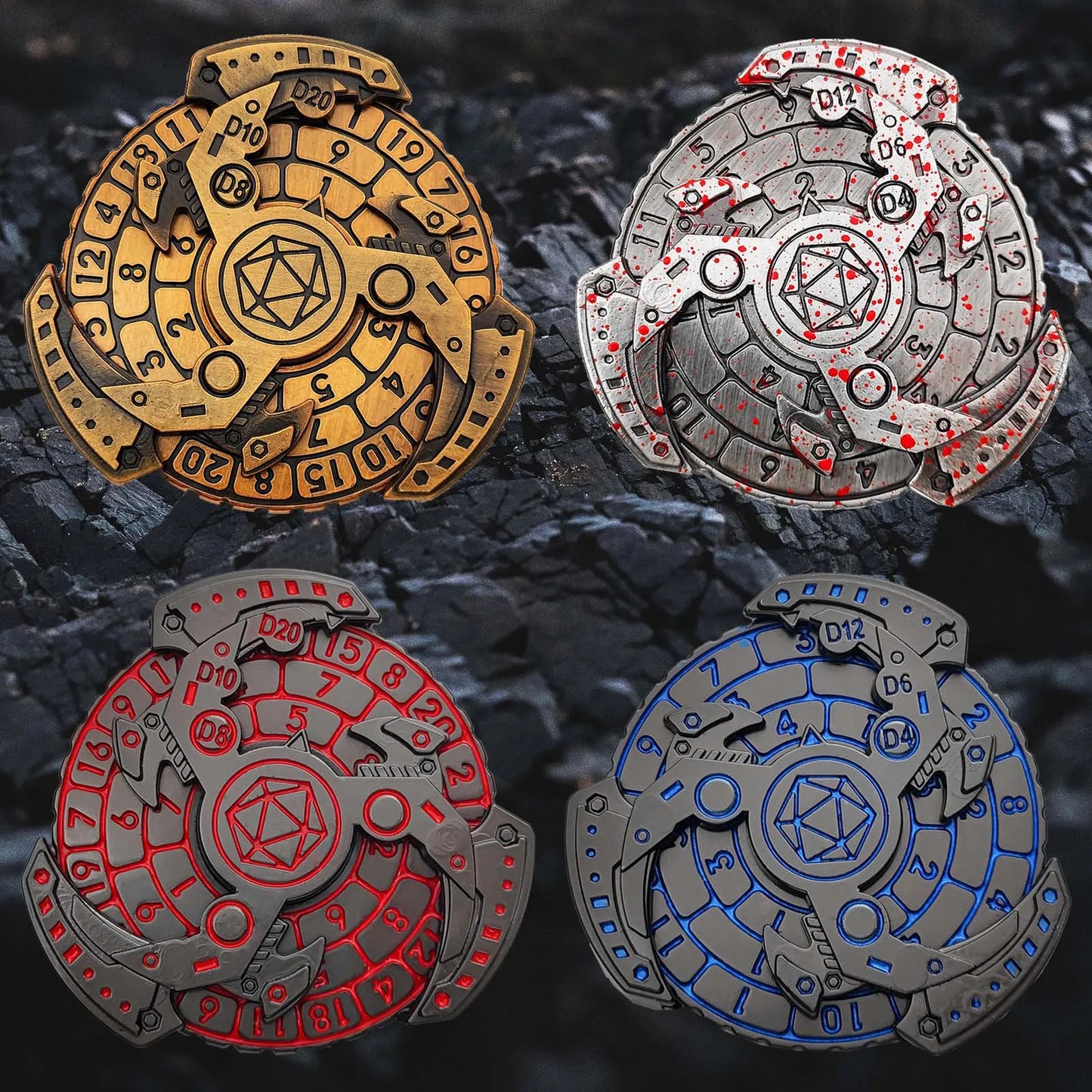 Dados mecánicos de ruleta Dados giratorios con punta de dedo Dados de metal DND Dados para juegos de rol RPG Dados para mazmorras y dragones Dados giratorios DND