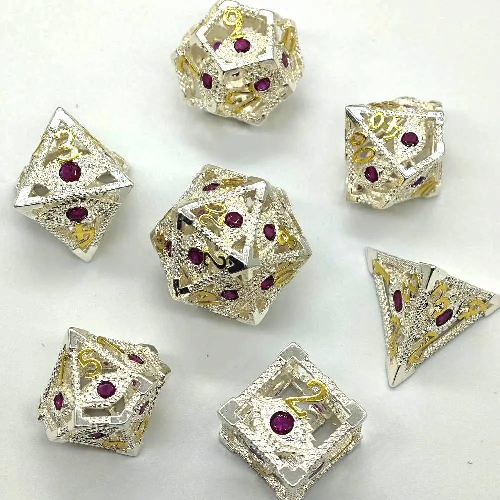 Dés de jeux DND avec dés en métal creux en diamant Ensemble de dés DND pour dés de jeu de rôle Donjons et Dragons Dés en métal polyédriques