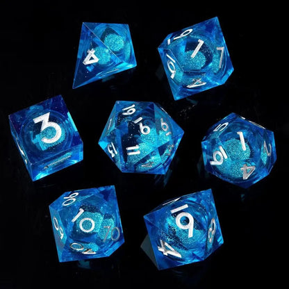 RPG Resin Dice Liquid Core Dice Dnd Dice Set Resin Sharp Edged Dice Role Playing Dice For Dungeon and Dragon Handmade Resin Dice