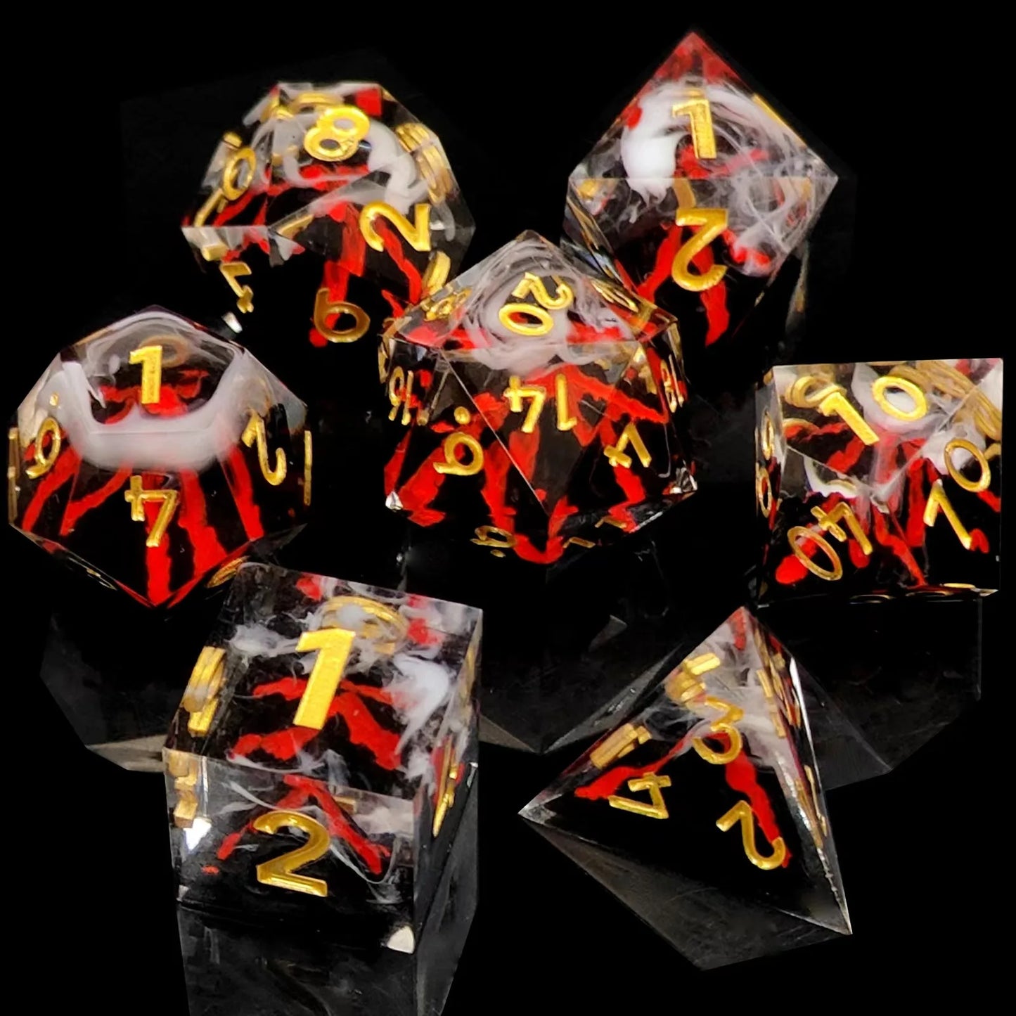 Dés Volcano DND Ensemble de dés RPG Ensemble de dés polyédriques en résine pour RPG Donjons et Dragons DND RPG Jeux de société de table D&amp;d Dice 7PCS