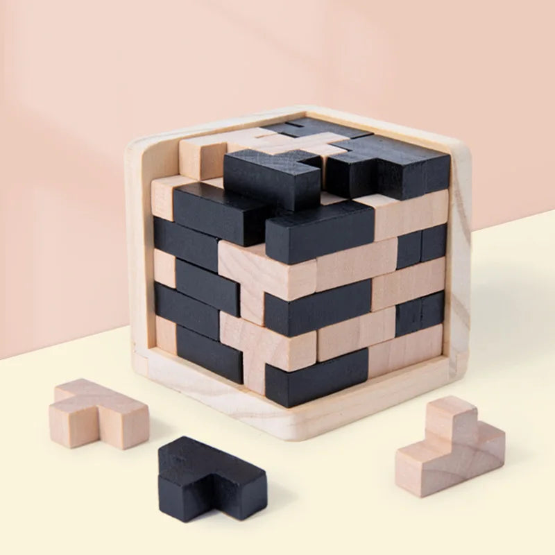 Cubo 3D de 54T, rompecabezas Luban entrelazado, juguete educativo creativo de madera, juego de aprendizaje temprano para el cerebro, inteligencia mental, regalo para niños de 54L