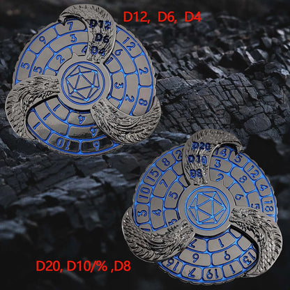 7-in -1 Metal DND dice Fingertip Gyro Dice, Rotating Roulette Dice Polyhedron Metal Dice RPG Role Playing For TRPG DND Game Dice