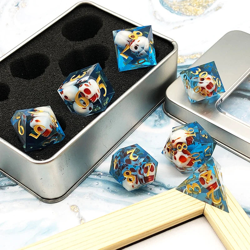 Ensemble de dés DND Polyhedron Sharp Dice Skull Applicable au jeu de société RPG Warhammer Dungeon Dragon, Yacht Pathfinder D&amp;D dés en résine