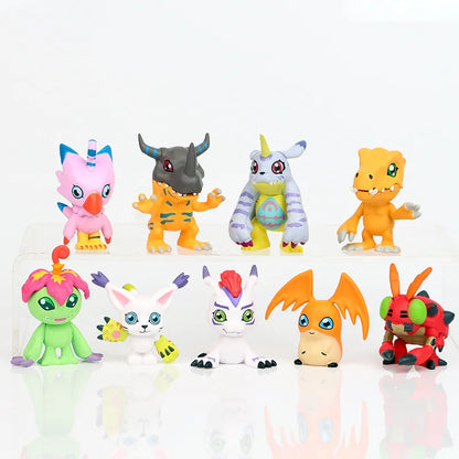 Figuras de acción de Digimon, 9 unidades por juego, juguetes de modelos de Anime Digital Monster