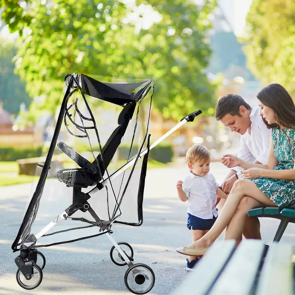 Housse de pluie universelle pour poussette Protection contre les intempéries pour poussette EVA Housse de pluie imperméable et coupe-vent pour poussette pour bébé Siège auto pour bébé