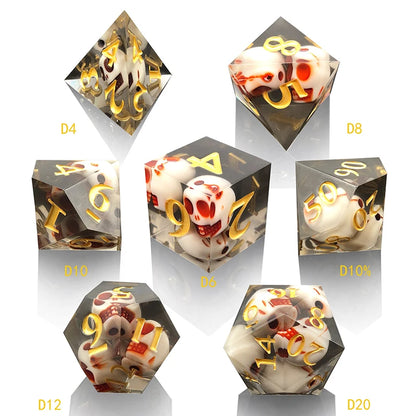 Ensemble de dés DND Polyhedron Sharp Dice Skull Applicable au jeu de société RPG Warhammer Dungeon Dragon, Yacht Pathfinder D&amp;D dés en résine