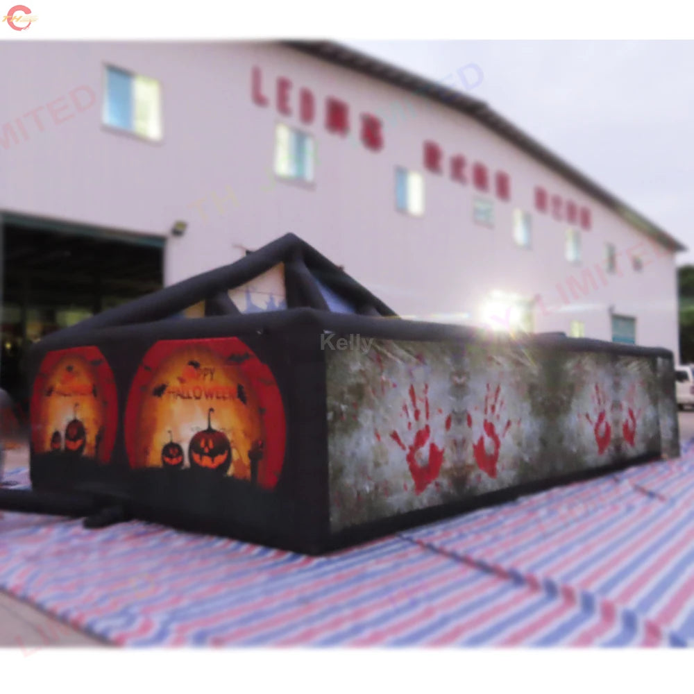 Fast Door Ship 10x5m Full Printing Inflatable Haunted House Inflatable Maze Tag Party Event Game Toys for Halloween