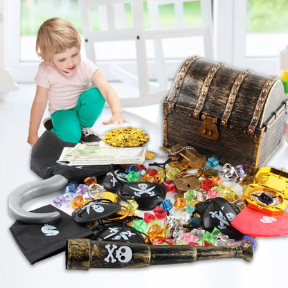 143 pièces en plastique or trésor pièces capitaine pirate fête pirate coffres au trésor enfant coffres au trésor or pièce bijoux pierres précieuses jouet