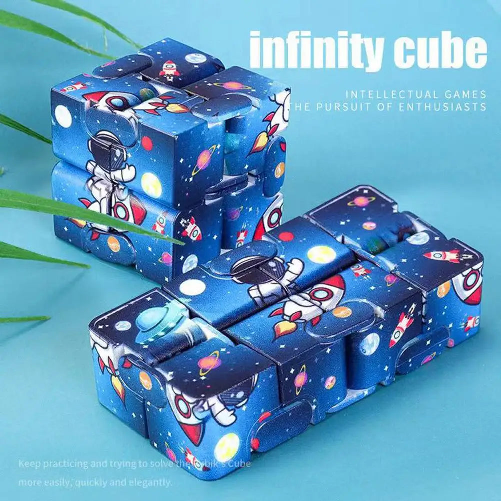 Anti Stress Infinite Cube Space Astronaut Spaceship Printing Flip Magic Cube Stress Reliever Autism Toys