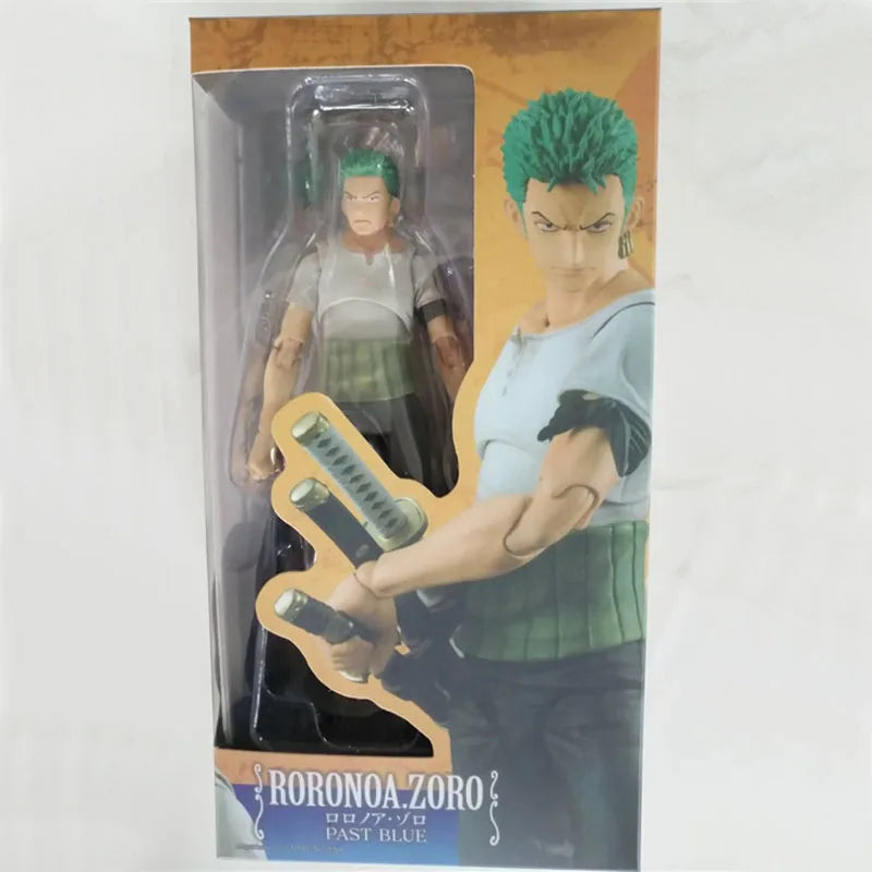 Figura de acción de One Piece de Roronoa Zoro Past Blue, articulada variable en caja de 18 cm, modelo de colección de PVC, juguetes de muñecas