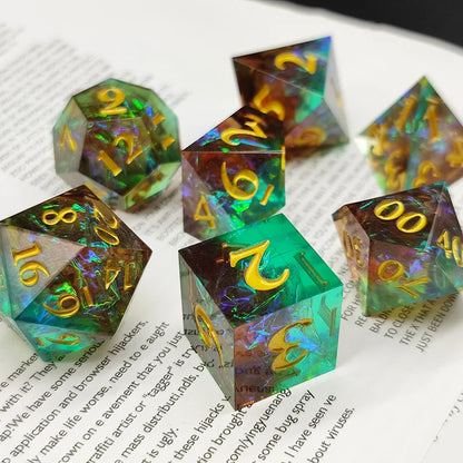 Ensemble de dés Dnd D20 Jeux de société Mtg Rpg Donjons Dés vierges Sharp Edge Warhammer Polyhedron Ensemble de dés transparents Rose D12 D8 d6