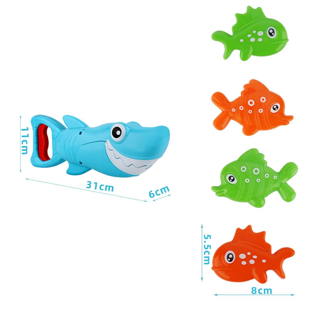 1 ensemble de jouets de bain amusants pour garçons et filles, jeu d'attrape-requins avec 4 poissons, puzzle de bain interactif, jouet d'eau de pêche