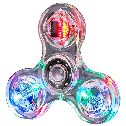 Crystal Luminous LED light Fidget Spinner Hand Top Spinners Glow in Dark EDC Stress Relief Toys Kinetic Gyroscope for Children