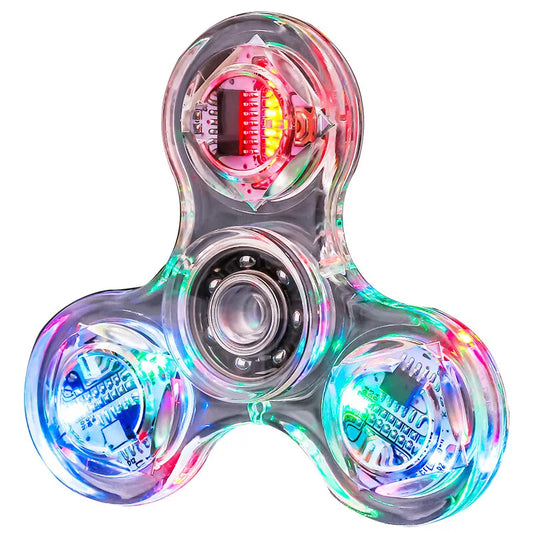 Crystal Luminous LED light Fidget Spinner Hand Top Spinners Glow in Dark EDC Stress Relief Toys Kinetic Gyroscope for Children