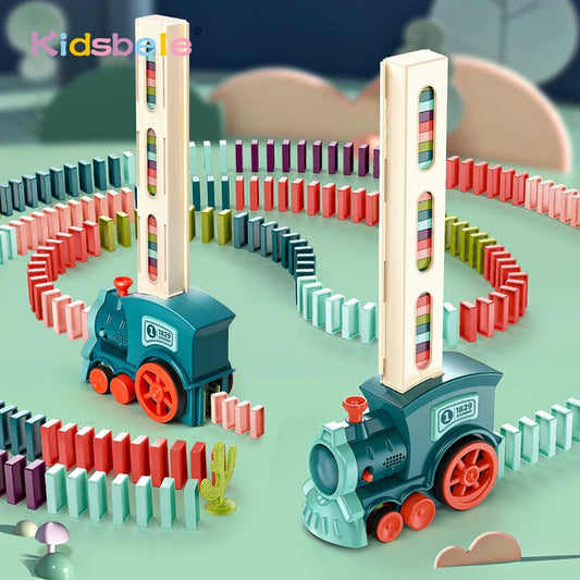 Train de dominos à pose automatique pour enfants, ensemble de dominos de voiture électrique, blocs de briques, kits de jeux, jouets éducatifs, jouet de bricolage pour enfants, cadeau pour garçons