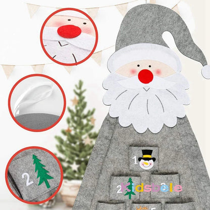 Christmas Felt Advent Calendar Wall Hanging Santa Advent Calendar with Pockets 24 Days Kids Toys For Children Christmas Gift