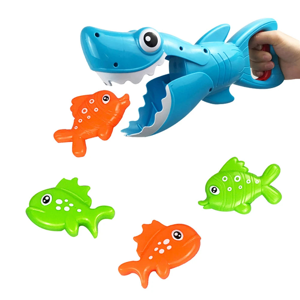 1 ensemble de jouets de bain amusants pour garçons et filles, jeu d'attrape-requins avec 4 poissons, puzzle de bain interactif, jouet d'eau de pêche