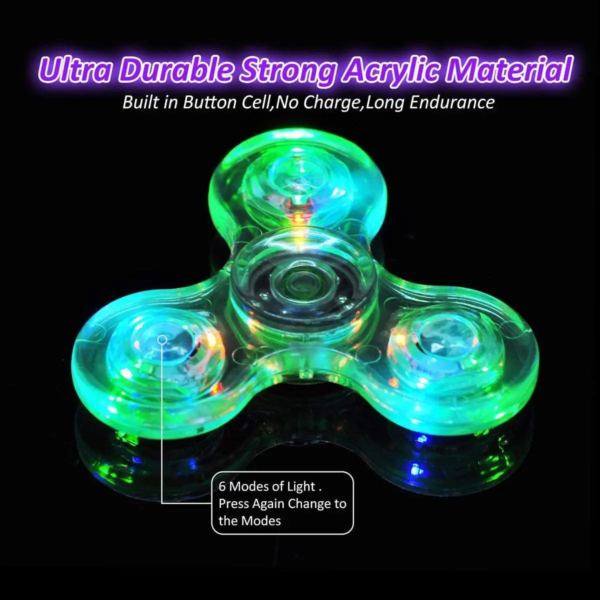 Lumière LED lumineuse Fidget Spinner Hand Top Spinners Glow in Dark Light EDC Figet Spiner Finger Stress Relief Toys