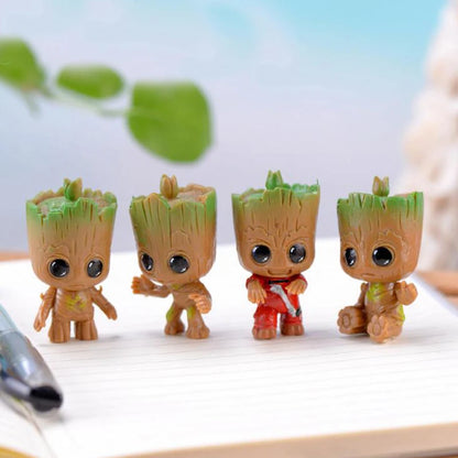 Juego de 4 figuras de acción de Marvel Guardianes de la Galaxia, Vengadores, Tiny Groot, lindo bebé, hombre árbol, 5 cm