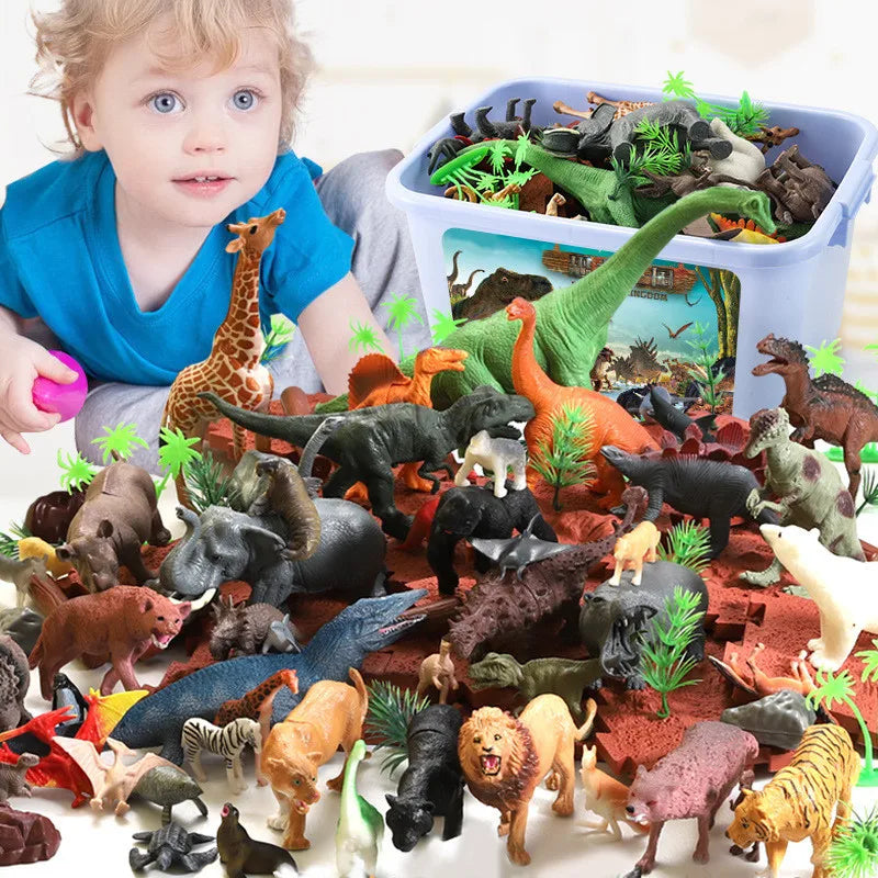 Juego de 44 piezas de dinosaurios jurásicos, simulación de Tyrannosaurus Rex, Pterodáctilo, Stegosaurus, modelo de figura de acción, juguete para niños, regalo con caja