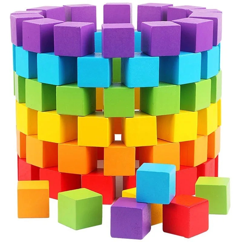 Lot de 30 cubes colorés en bois de 2 x 2 cm, blocs de construction, jouets éducatifs pour enfants, carrés en bois, dés, jeu de société, cadeaux