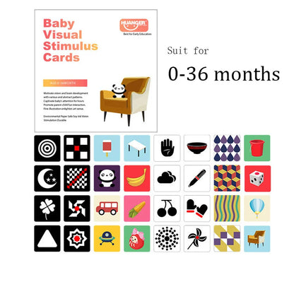 Montessori Baby Toys Black White Flash Cards 0-3 Years Colorful Flashcard High Contrast Visual Book Sensory Toys for Toddler