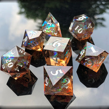 Ensemble de dés Dnd D20 Jeux de société Mtg Rpg Donjons Dés vierges Sharp Edge Warhammer Polyhedron Ensemble de dés transparents Rose D12 D8 d6