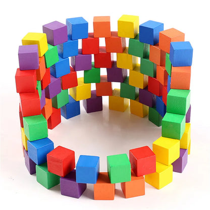 Lot de 30 cubes colorés en bois de 2 x 2 cm, blocs de construction, jouets éducatifs pour enfants, carrés en bois, dés, jeu de société, cadeaux