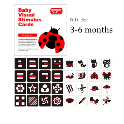 Montessori Baby Toys Black White Flash Cards 0-3 Years Colorful Flashcard High Contrast Visual Book Sensory Toys for Toddler