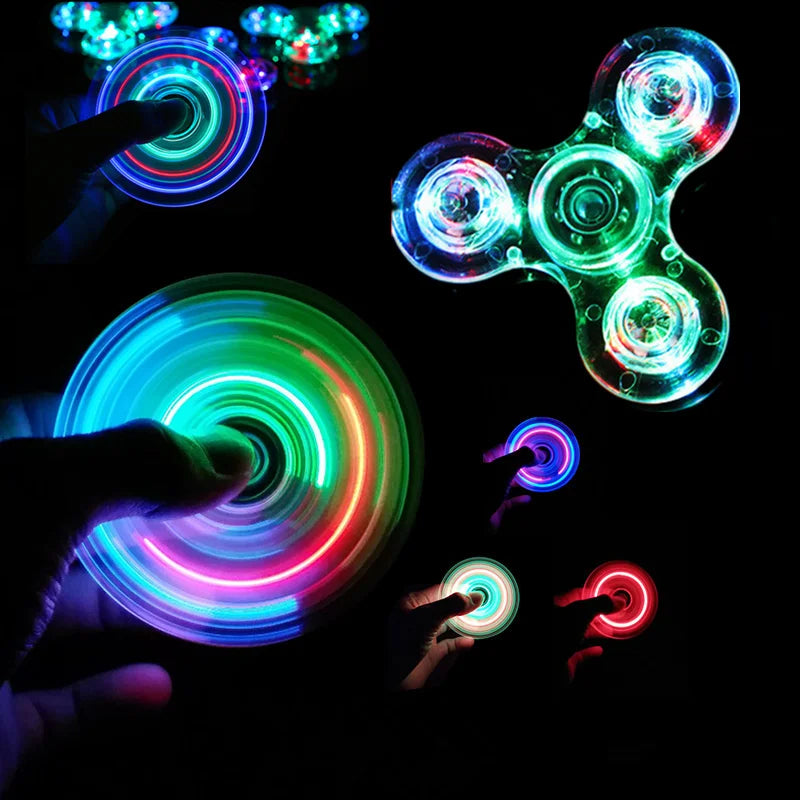 Lumière LED lumineuse Fidget Spinner Hand Top Spinners Glow in Dark Light EDC Figet Spiner Finger Stress Relief Toys