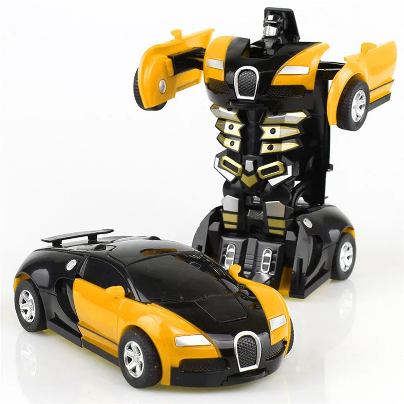 Robot de deformación 2 en 1, modelo de coche, mini robot de transformación de plástico, juguete para niños, vehículos de impacto de un solo paso, coche, juguetes para niños