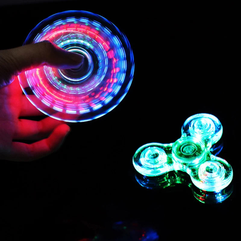 Lumière LED lumineuse Fidget Spinner Hand Top Spinners Glow in Dark Light EDC Figet Spiner Finger Stress Relief Toys