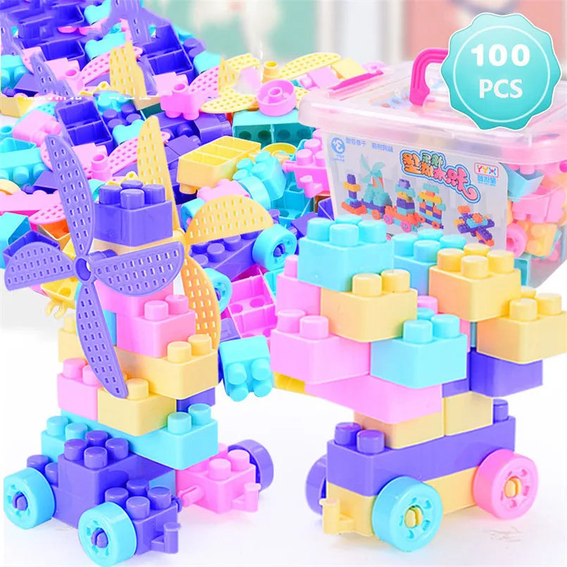 100 Piece Large Particle DIY Building Blocks Toy Bulk Inserting and Assembling Construction Toys Children Compatible All Brands