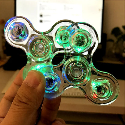 Lumière LED lumineuse Fidget Spinner Hand Top Spinners Glow in Dark Light EDC Figet Spiner Finger Stress Relief Toys