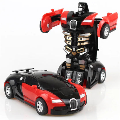 Robot de deformación 2 en 1, modelo de coche, mini robot de transformación de plástico, juguete para niños, vehículos de impacto de un solo paso, coche, juguetes para niños