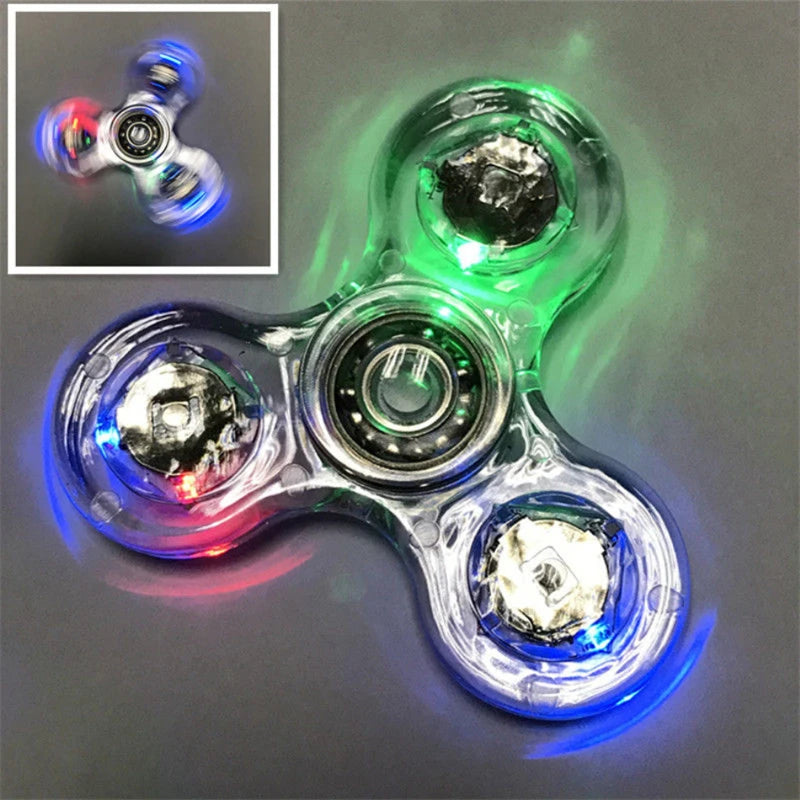 Lumière LED lumineuse Fidget Spinner Hand Top Spinners Glow in Dark Light EDC Figet Spiner Finger Stress Relief Toys