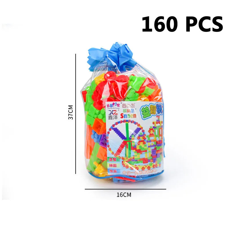 160Pcs/bag Plastic Children Building Blocks Bricks DIY Assembled Toys Educational Toy For Kids Baby Gifts