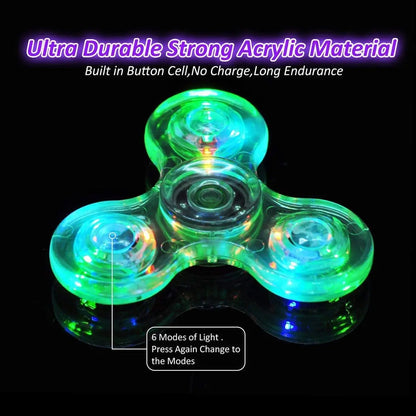 Fidget Spinner lumineux à LED pour les doigts, jouet pour réduire le stress et soulager l'anxiété, cadeaux de fête pour enfants et adultes