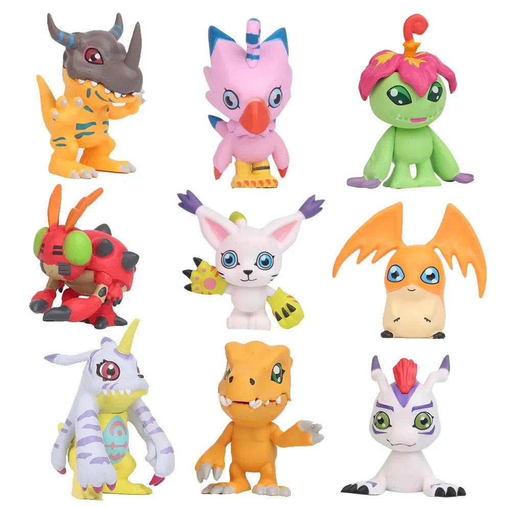 Figuras de acción de Digimon, 9 unidades por juego, juguetes de modelos de Anime Digital Monster