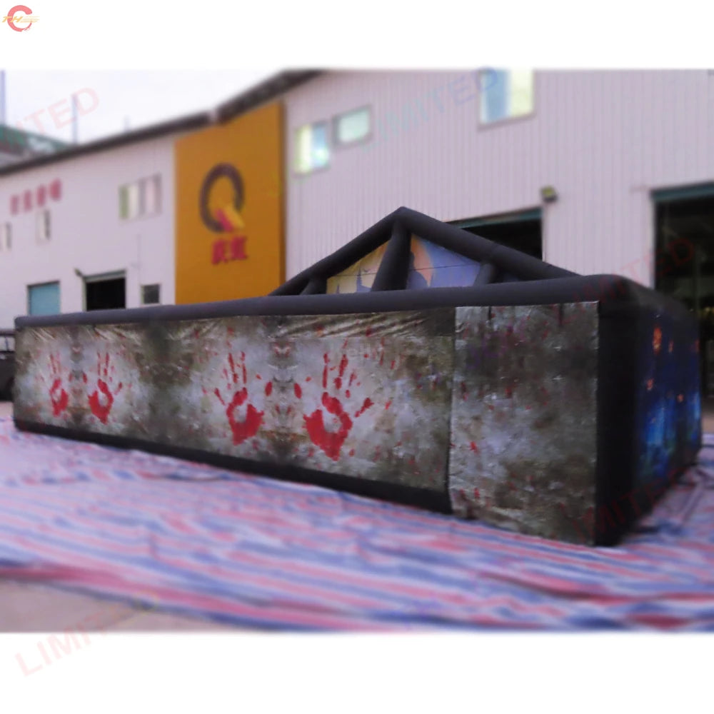 Fast Door Ship 10x5m Full Printing Inflatable Haunted House Inflatable Maze Tag Party Event Game Toys for Halloween