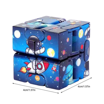 Anti Stress Infinite Cube Space Astronaut Spaceship Printing Flip Magic Cube Stress Reliever Autism Toys