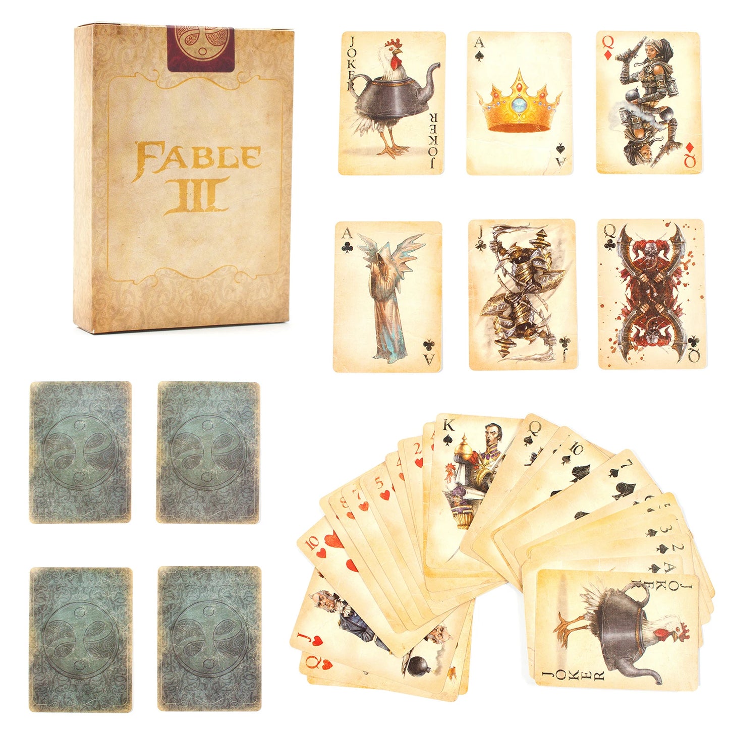 Naipes de estilo vintage FABLE 3 Game Poker Carta Naipes del juego Fable III Edición limitada de coleccionista ¡Nunca abiertos!