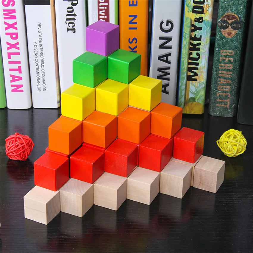 Lot de 30 cubes colorés en bois de 2 x 2 cm, blocs de construction, jouets éducatifs pour enfants, carrés en bois, dés, jeu de société, cadeaux