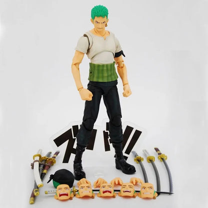 Figura de acción de One Piece de Roronoa Zoro Past Blue, articulada variable en caja de 18 cm, modelo de colección de PVC, juguetes de muñecas