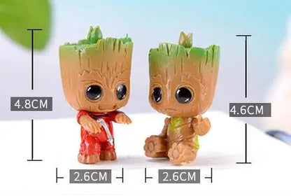 Juego de 4 figuras de acción de Marvel Guardianes de la Galaxia, Vengadores, Tiny Groot, lindo bebé, hombre árbol, 5 cm