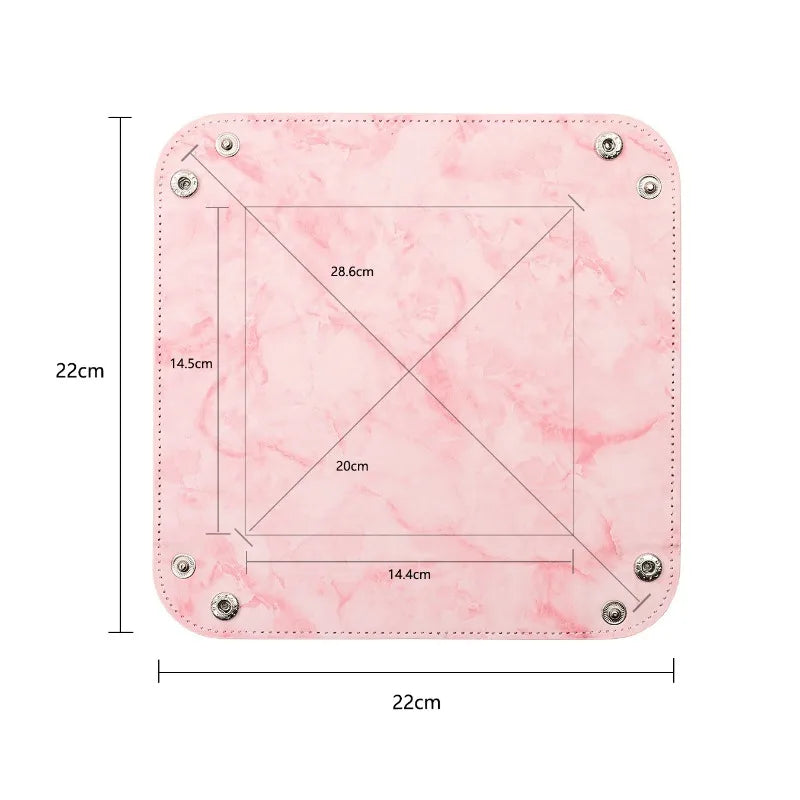 Nouveau plateau à dés en cuir PU de style minimaliste, plateau de rangement pliable aux quatre coins pour jeu DND Dungeon avec plateau à dés Dragon - Moyen