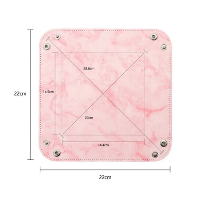 Nouveau plateau à dés en cuir PU de style minimaliste, plateau de rangement pliable aux quatre coins pour jeu DND Dungeon avec plateau à dés Dragon - Moyen