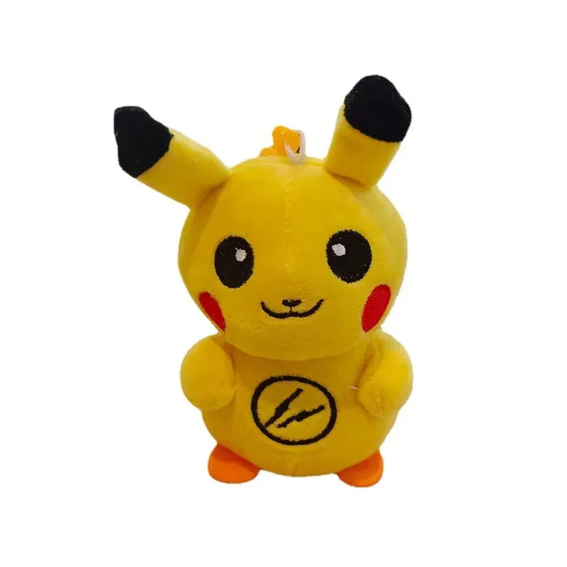 10 piezas/lote de llaveros de peluche de Pokémon Pikachu amarillo y negro, bolsa para coche, colgante de 12 cm, regalo de cumpleaños para amigos