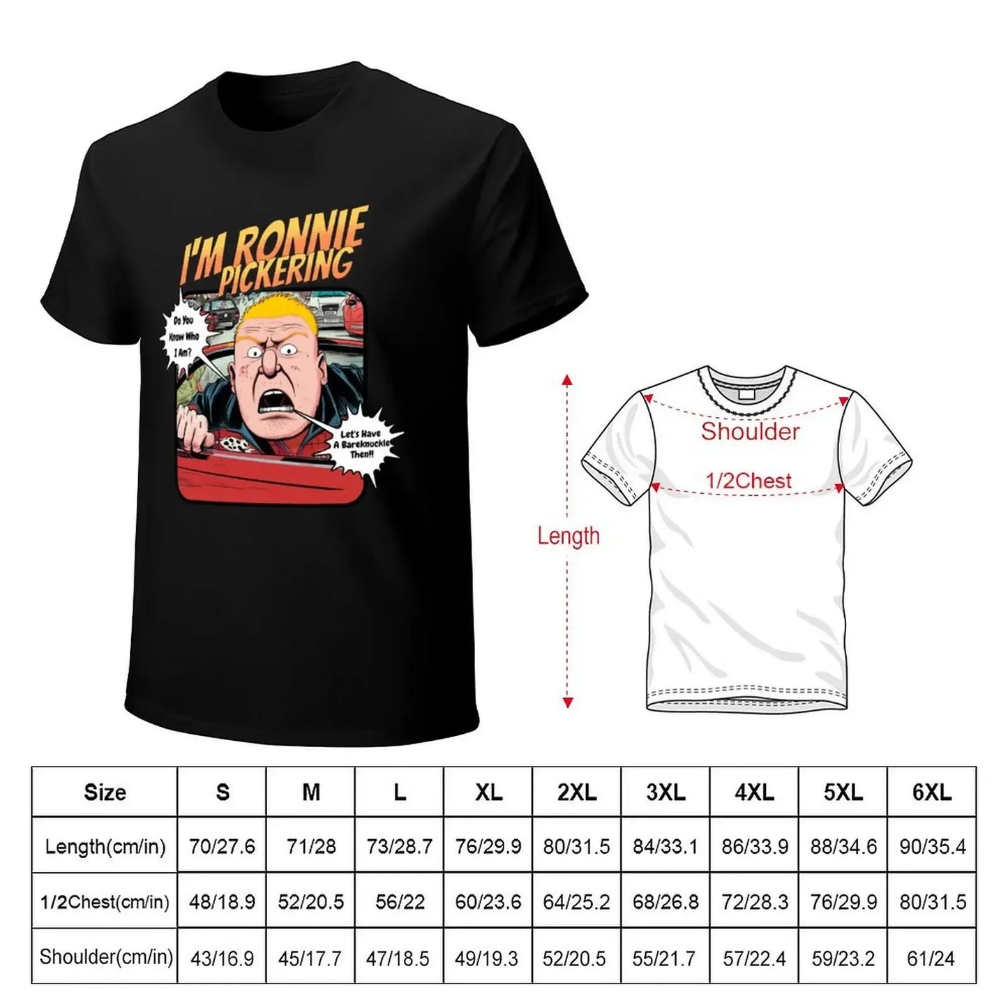 Camiseta con el mensaje "I'm Ronnie Pickering", tallas grandes, ropa bonita para hombre, camisetas gráficas de alta calidad, 100 % algodón, manga corta